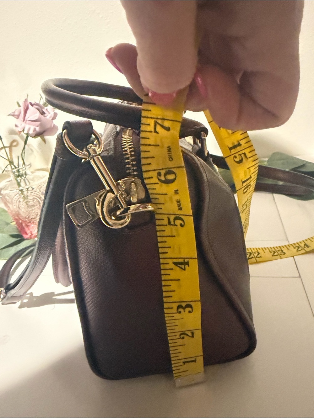 Coach Metallic Burgundy Leather Satchel with Gold Hardware and Detachable Strap - Picture 12 of 13